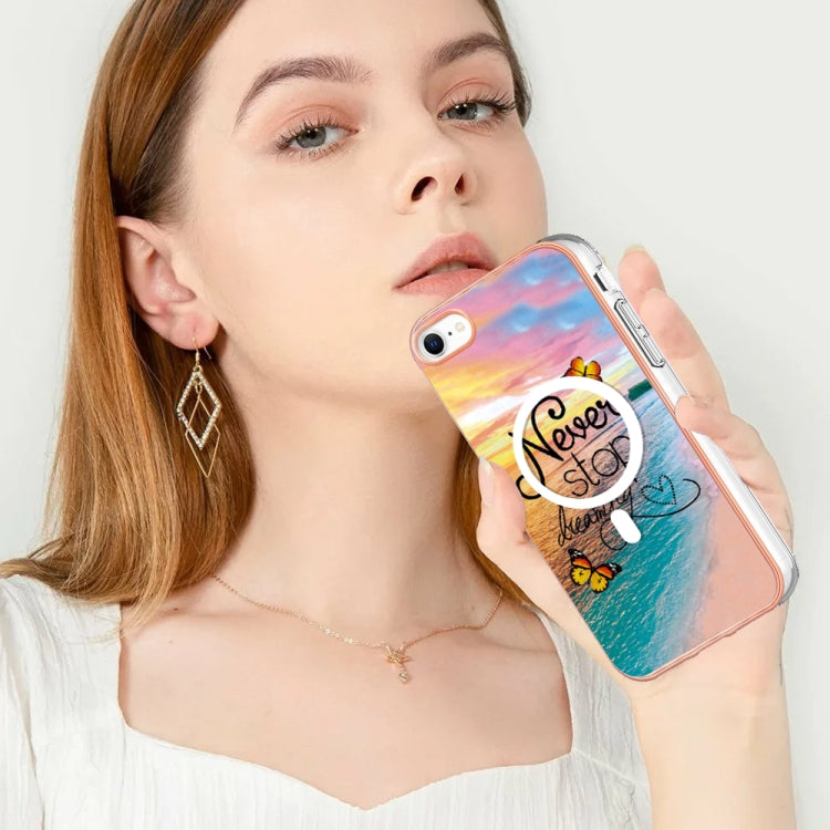 For iPhone 8 / SE 2022 / 2020 Marble Pattern Dual-side IMD Magsafe TPU Phone Case(Dream Butterfly) by buy2fix