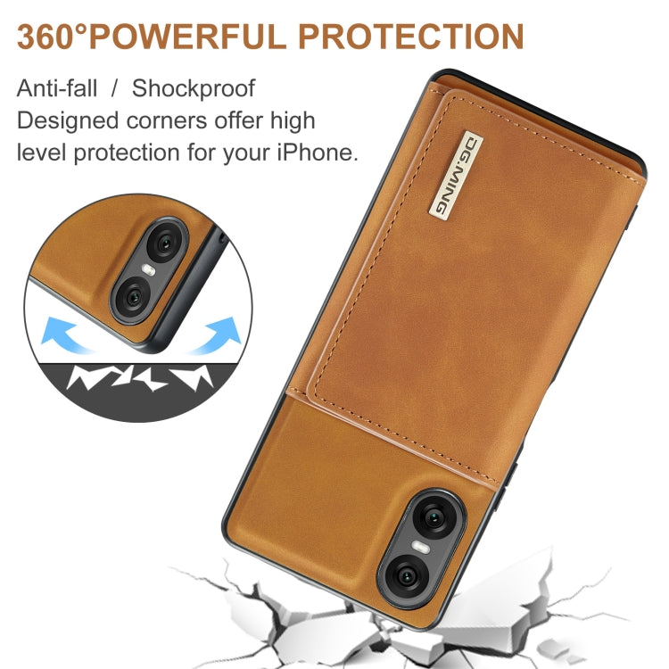 For Sony Xperia 10 VI DG.MING M1 Series 3-Fold Multi Card Wallet + Magnetic Phone Case(Brown) by DG.MING