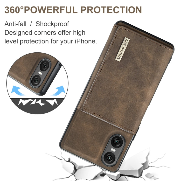 For Sony Xperia 10 VI DG.MING M1 Series 3-Fold Multi Card Wallet + Magnetic Phone Case(Coffee) by DG.MING