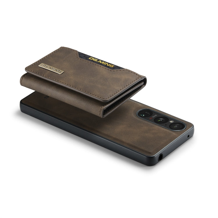 For Sony Xperia 1 V DG.MING M2 Series 3-Fold Multi Card Bag + Magnetic Phone Case(Coffee) by DG.MING