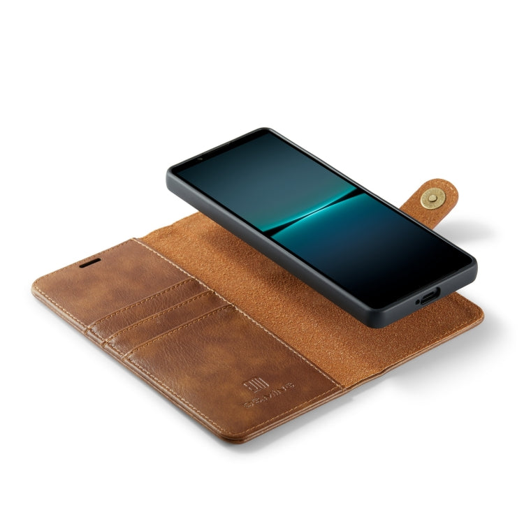 For Sony Xperia 1 V DG.MING Crazy Horse Texture Detachable Magnetic Leather Phone Case(Brown) by DG.MING
