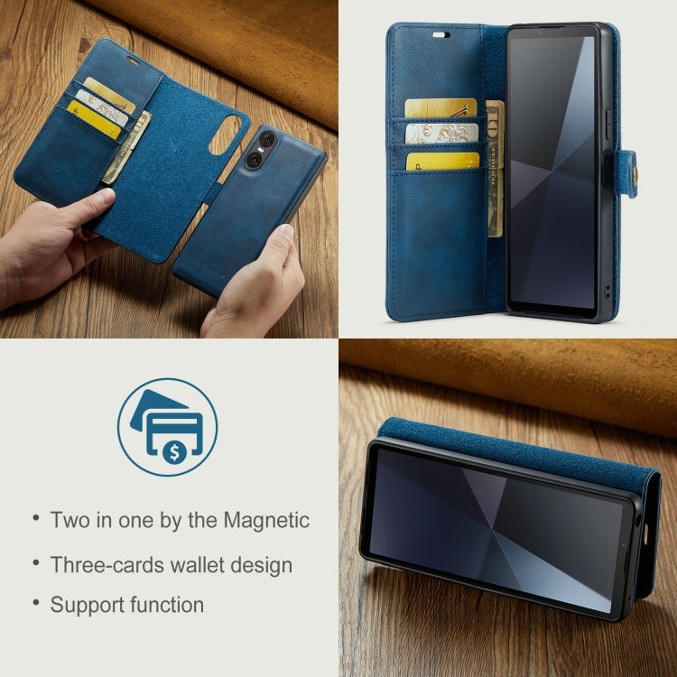 For Sony Xperia 10 VI DG.MING Crazy Horse Texture Detachable Magnetic Leather Phone Case(Blue) by DG.MING