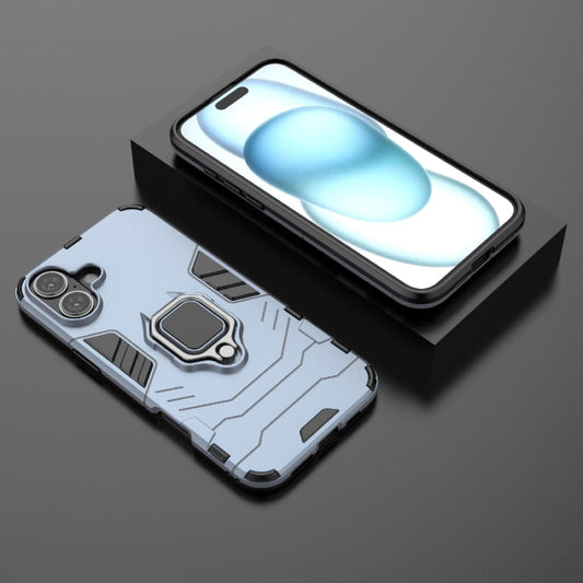 For iPhone 16 Plus Shockproof PC + TPU Holder Phone Case(Navy Blue) by buy2fix