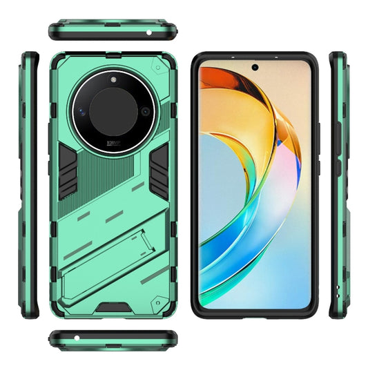 For Honor X50 5G Global / X9B Punk Armor 2 in 1 PC + TPU Phone Case with Holder(Green) - Honor Cases by buy2fix | Online Shopping UK | buy2fix