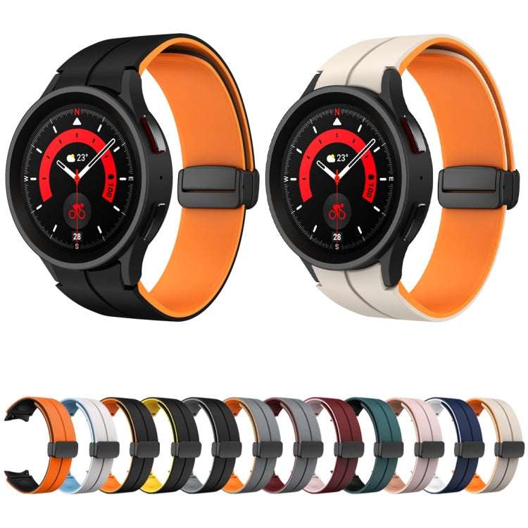 For Samsung Galaxy Watch 6 / 6 Classic Dual Color Magnetic Folding Buckle Silicone Watch Band(Black+Orange) by buy2fix