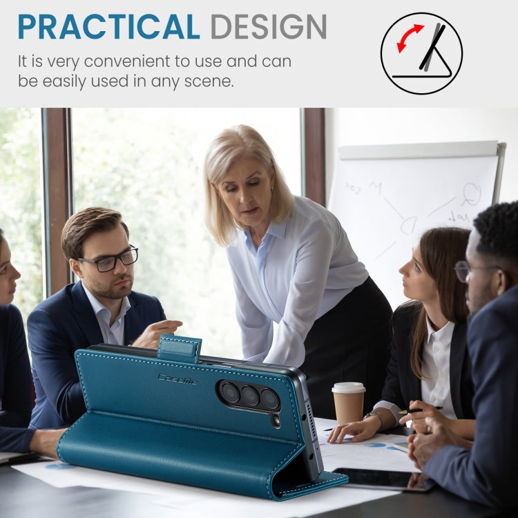 For Samsung Galaxy Z Fold5 CaseMe 023 Butterfly Buckle Litchi Texture RFID Anti-theft Leather Phone Case(Blue) by CaseMe