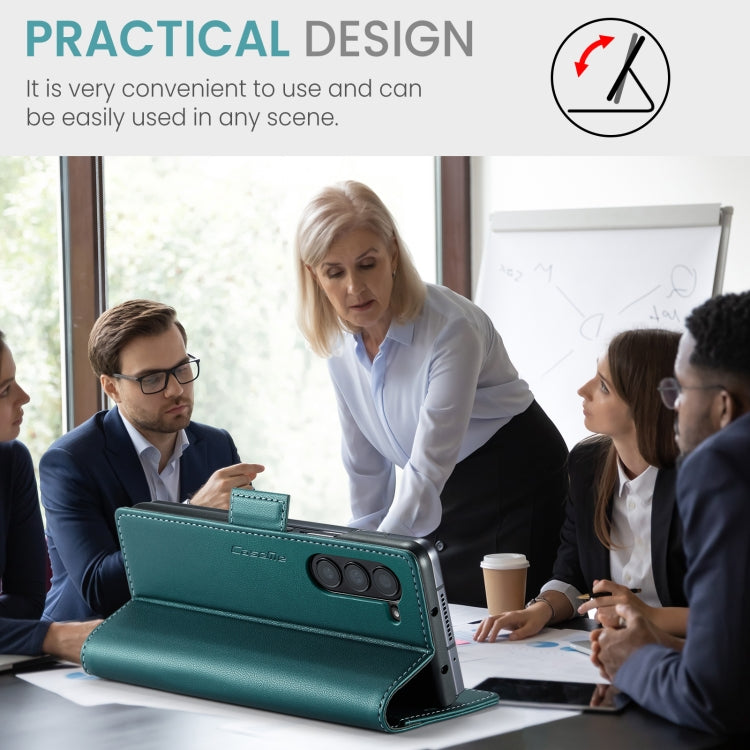 For Samsung Galaxy Z Fold5 CaseMe 023 Butterfly Buckle Litchi Texture RFID Anti-theft Leather Phone Case(Pearly Blue) by CaseMe