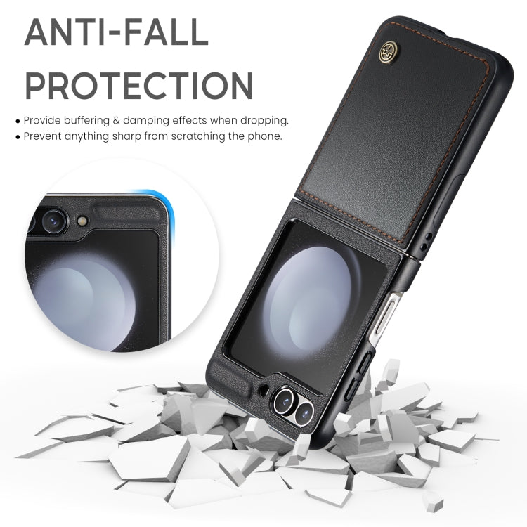 For Samsung Galaxy Z Flip5 CaseMe 023 Butterfly Buckle Litchi Texture RFID Anti-theft Leather Phone Case(Black) by CaseMe