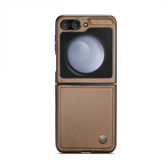 For Samsung Galaxy Z Flip5 CaseMe 023 Butterfly Buckle Litchi Texture RFID Anti-theft Leather Phone Case(Brown) by CaseMe