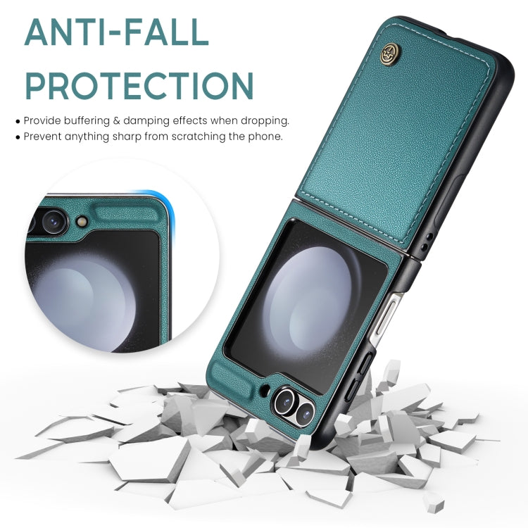 For Samsung Galaxy Z Flip5 CaseMe 023 Butterfly Buckle Litchi Texture RFID Anti-theft Leather Phone Case(Pearly Blue) by CaseMe