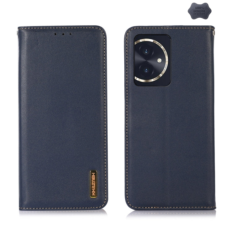 For Honor 100 KHAZNEH Nappa Top Layer Cowhide Leather Phone Case(Blue) - Honor Cases by buy2fix | Online Shopping UK | buy2fix