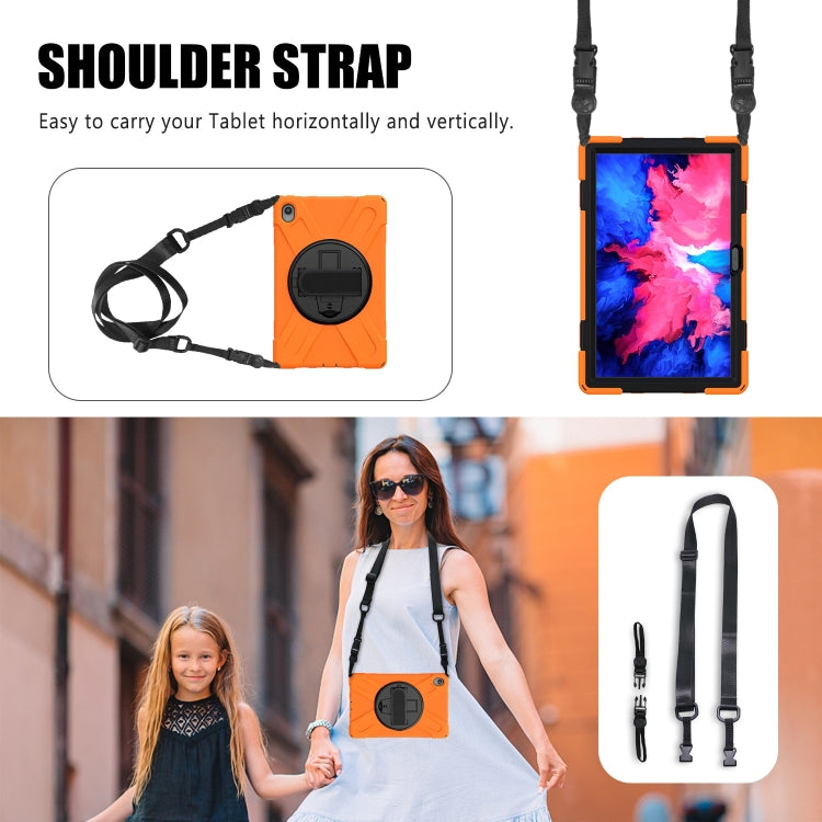 For Lenovo Tab P11 Silicone Hybrid PC Tablet Case with Grip & Shoulder Strap(Orange) by buy2fix