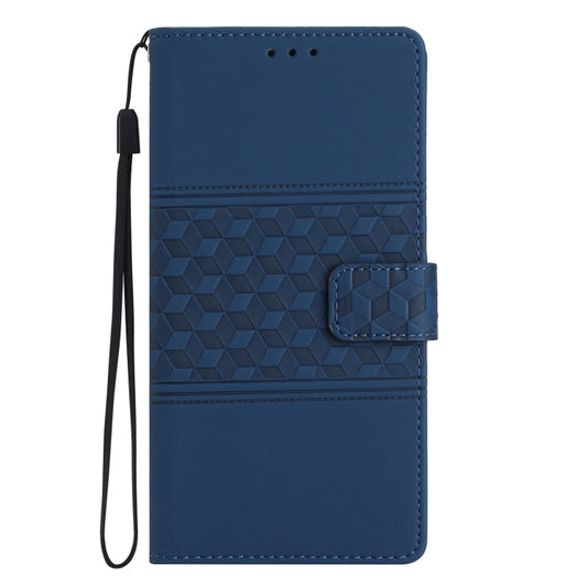 For iPhone 16 Plus Diamond Embossed Skin Feel Leather Phone Case(Dark Blue) by buy2fix