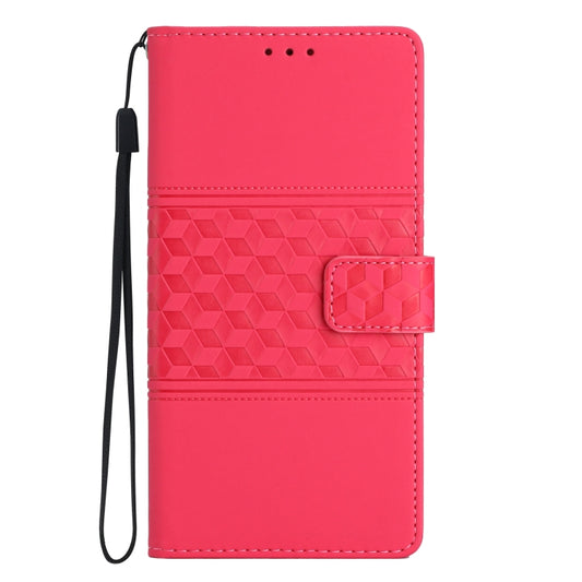 For iPhone 16 Pro Diamond Embossed Skin Feel Leather Phone Case(Red) by buy2fix