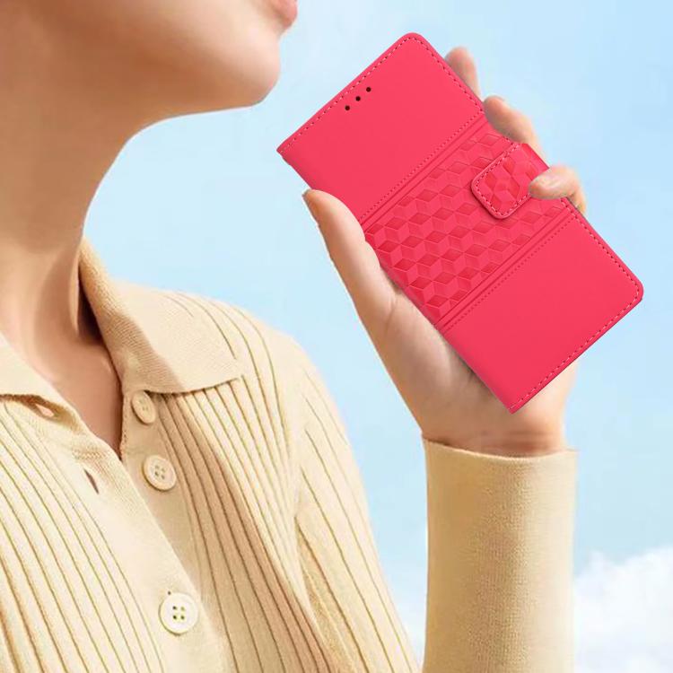 For iPhone 16e Diamond Embossed Skin Feel Leather Phone Case(Red) - iPhone 16e Cases by buy2fix | Online Shopping UK | buy2fix