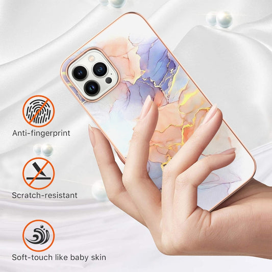 For iPhone 16 Pro Max Electroplating Pattern IMD TPU Shockproof Case(Milky Way White Marble) by buy2fix
