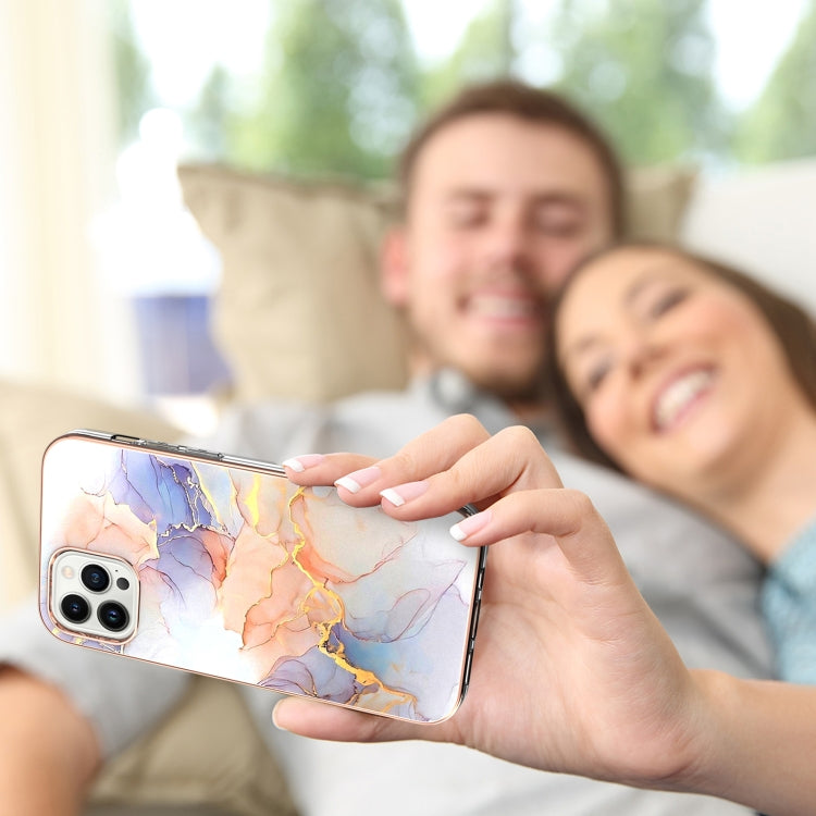 For iPhone 16 Pro Max Electroplating Pattern IMD TPU Shockproof Case(Milky Way White Marble) by buy2fix