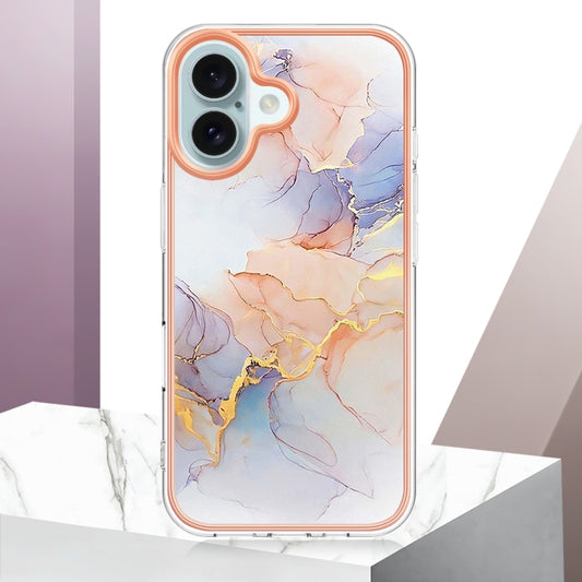 For iPhone 16 Electroplating Pattern IMD TPU Shockproof Case(Milky Way White Marble) by buy2fix