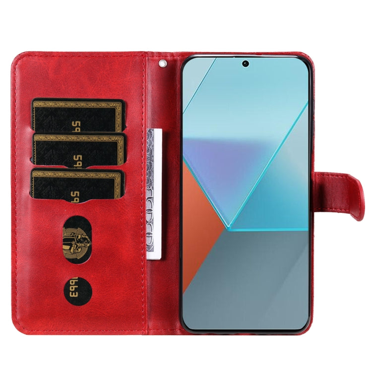 For Xiaomi Redmi Note13 Pro 5G Global Fashion Calf Texture Zipper Leather Phone Case(Red) - Xiaomi Cases by buy2fix | Online Shopping UK | buy2fix
