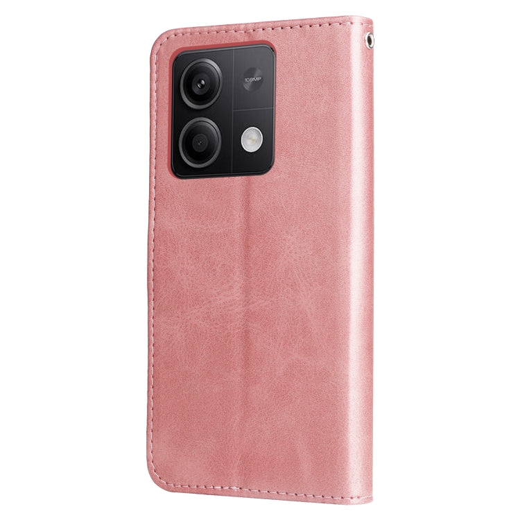For Xiaomi Redmi Note13 5G Global Fashion Calf Texture Zipper Leather Phone Case(Rose Gold) - Xiaomi Cases by buy2fix | Online Shopping UK | buy2fix