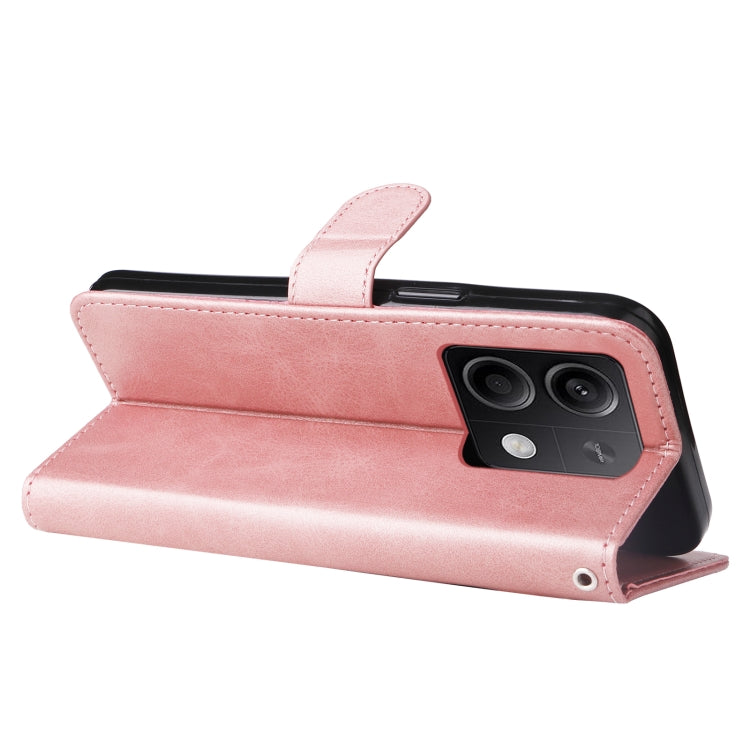 For Xiaomi Redmi Note13 5G Global Fashion Calf Texture Zipper Leather Phone Case(Rose Gold) - Xiaomi Cases by buy2fix | Online Shopping UK | buy2fix