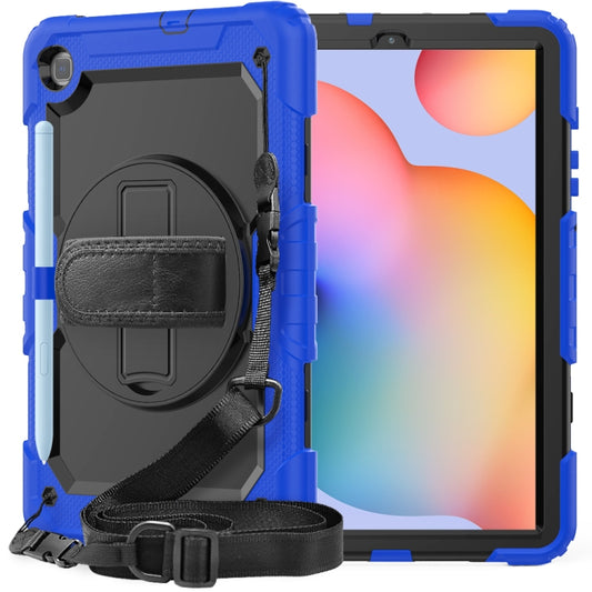 For Samsung Galaxy Tab S6 Lite P610 Shockproof Colorful Silicone + PC Protective Case with Holder & Shoulder Strap & Hand Strap & Pen Slot(Blue) - Tab S6 Lite P610 / P615 by buy2fix | Online Shopping UK | buy2fix
