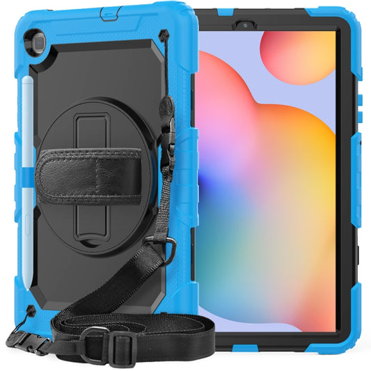 For Samsung Galaxy Tab S6 Lite P610 Shockproof Colorful Silicone + PC Protective Case with Holder & Shoulder Strap & Hand Strap & Pen Slot(Light Blue) - Tab S6 Lite P610 / P615 by buy2fix | Online Shopping UK | buy2fix