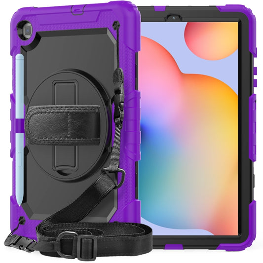 For Samsung Galaxy Tab S6 Lite P610 Shockproof Colorful Silicone + PC Protective Case with Holder & Shoulder Strap & Hand Strap & Pen Slot(Purple) - Tab S6 Lite P610 / P615 by buy2fix | Online Shopping UK | buy2fix