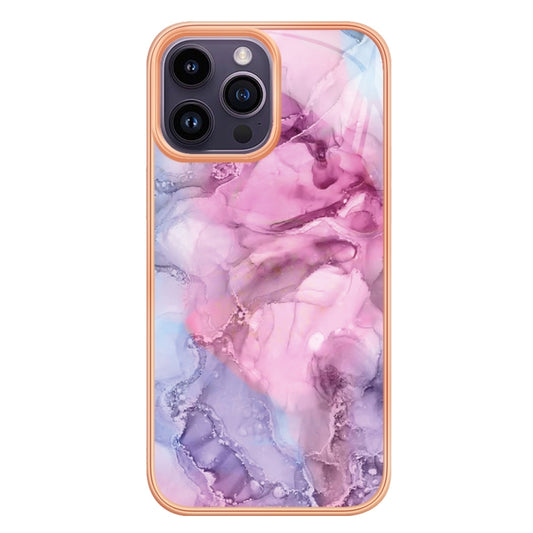 For iPhone 16 Pro Max Electroplating Marble Dual-side IMD Phone Case(Pink 013) by buy2fix