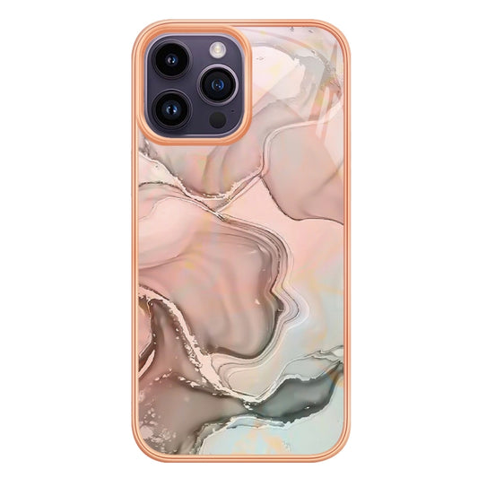 For iPhone 16 Pro Electroplating Marble Dual-side IMD Phone Case(Rose Gold 015) by buy2fix