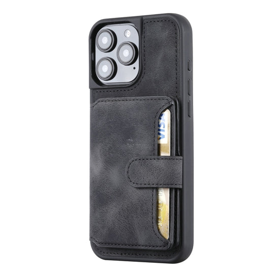 For iPhone 16 Pro Skin Feel Dream RFID Anti-theft PU Card Bag Phone Case(Black) by buy2fix