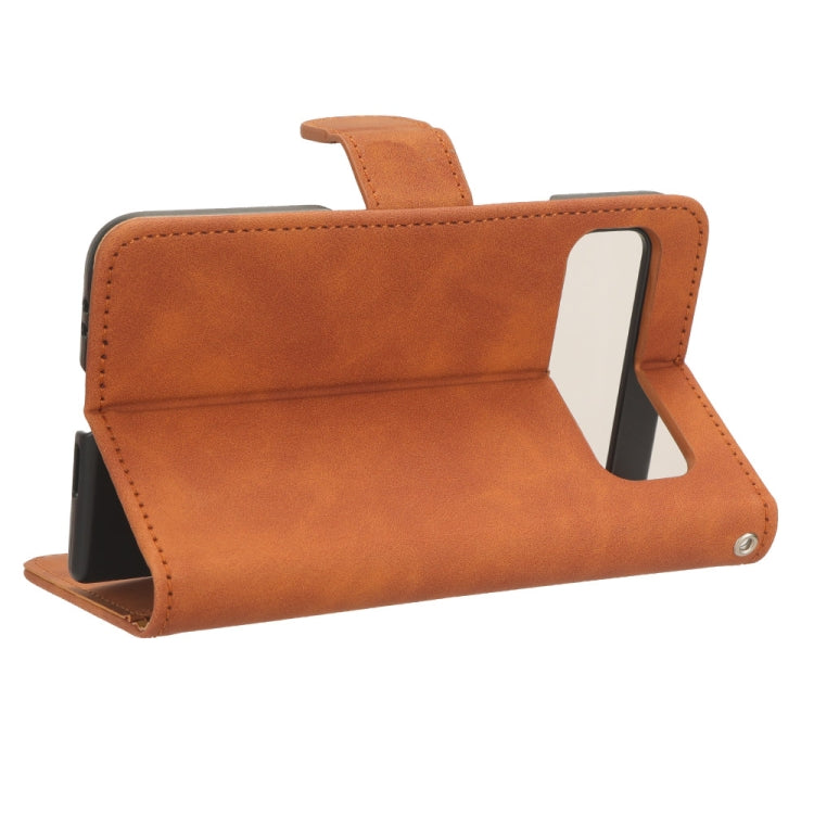 For Google Pixel Fold Skin Feel Magnetic Flip Leather Phone Case(Brown) by buy2fix