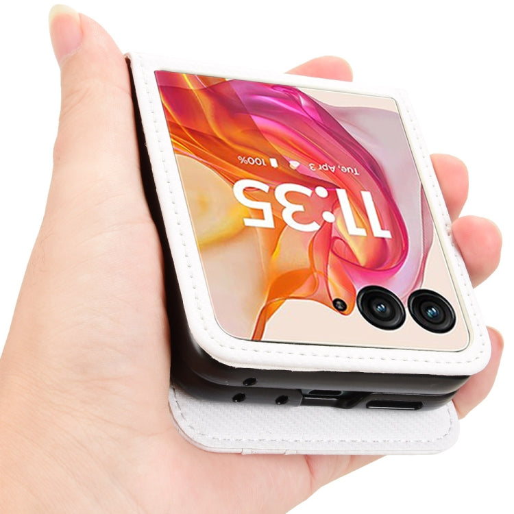 For Motorola Moto Razr 50 Ultra Card Slot PU Leather PC Phone Case(White) by buy2fix