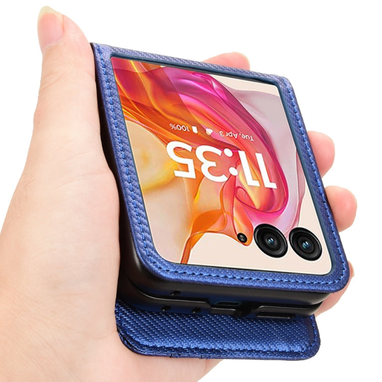 For Motorola Moto Razr 50 Ultra Card Slot PU Leather PC Phone Case(Blue) by buy2fix