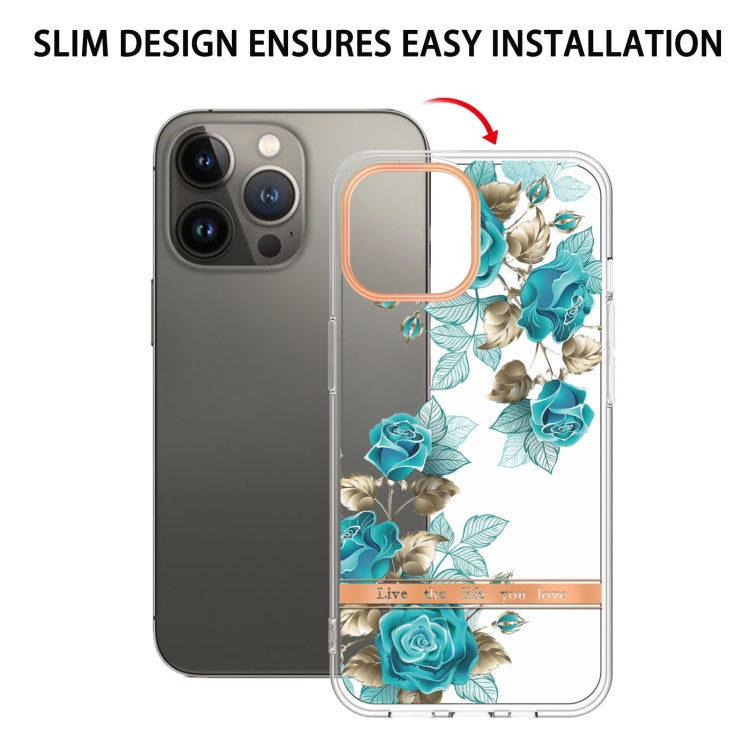 For iPhone 16 Pro Flowers and Plants Series IMD TPU Phone Case(Blue Rose) by buy2fix
