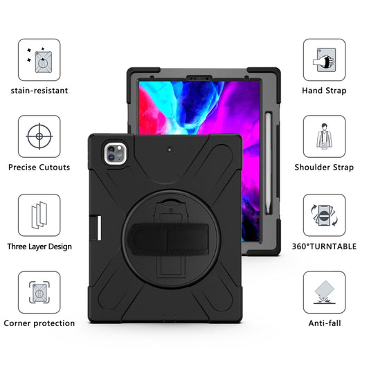 For iPad Pro 12.9 2021 / 2020 Shockproof Colorful Silicone + PC Protective Tablet Case with Holder & Shoulder Strap & Hand Strap & Pen Slot(Black) - iPad Pro 12.9 (2020) Cases by buy2fix | Online Shopping UK | buy2fix