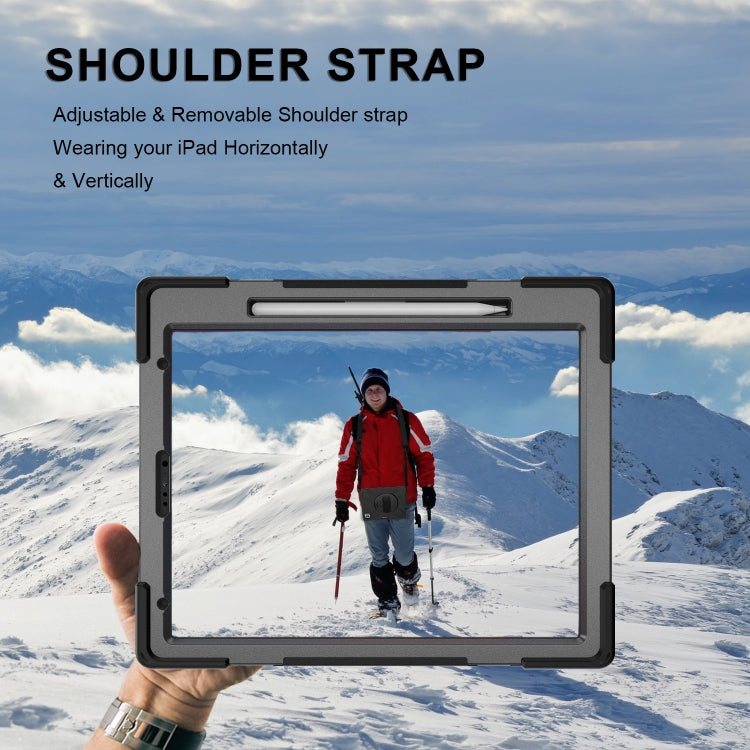 For iPad Pro 12.9 2021 / 2020 Shockproof Colorful Silicone + PC Protective Tablet Case with Holder & Shoulder Strap & Hand Strap & Pen Slot(Black) - iPad Pro 12.9 (2020) Cases by buy2fix | Online Shopping UK | buy2fix