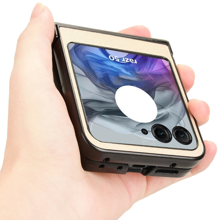 For Motorola Razr 50 Sandskin Texture Phone Case(Gold) by buy2fix