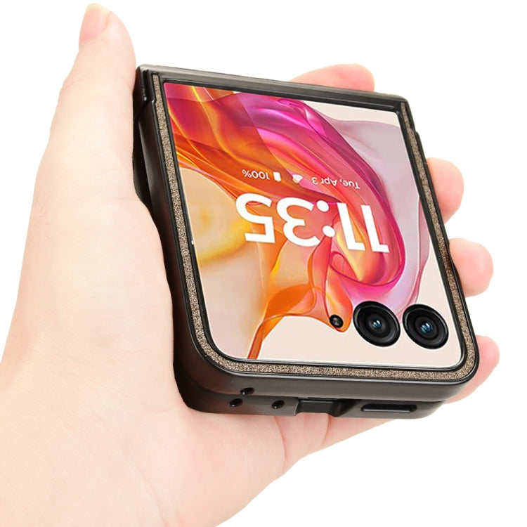 For Motorola Razr 50 Ultra Sandskin Texture Phone Case(Brown) by buy2fix