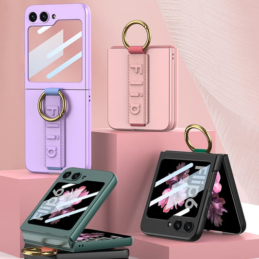For Samsung Galaxy Z Flip6 GKK Integrated Ultrathin Shockproof Phone Case with Ring Wrist Strap(Pink) by GKK