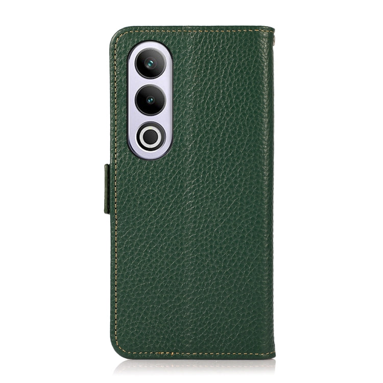 For OnePlus Ace 3V KHAZNEH Side-Magnetic Litchi Genuine Leather RFID Phone Case(Green) - OnePlus Cases by buy2fix | Online Shopping UK | buy2fix