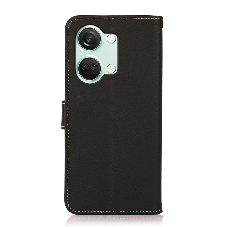 For OnePlus Nord 3 KHAZNEH Custer Genuine Leather RFID Phone Case(Black) - OnePlus Cases by buy2fix | Online Shopping UK | buy2fix