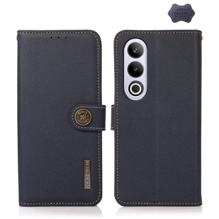 For OnePlus Ace 3V KHAZNEH Custer Genuine Leather RFID Phone Case(Blue) - OnePlus Cases by buy2fix | Online Shopping UK | buy2fix