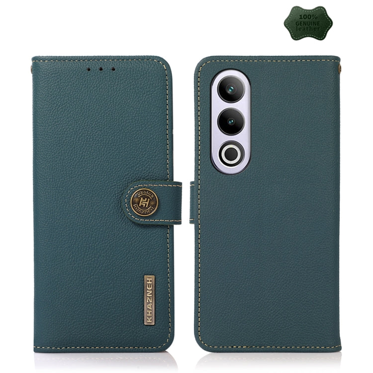 For OnePlus Ace 3V KHAZNEH Custer Genuine Leather RFID Phone Case(Green) - OnePlus Cases by buy2fix | Online Shopping UK | buy2fix