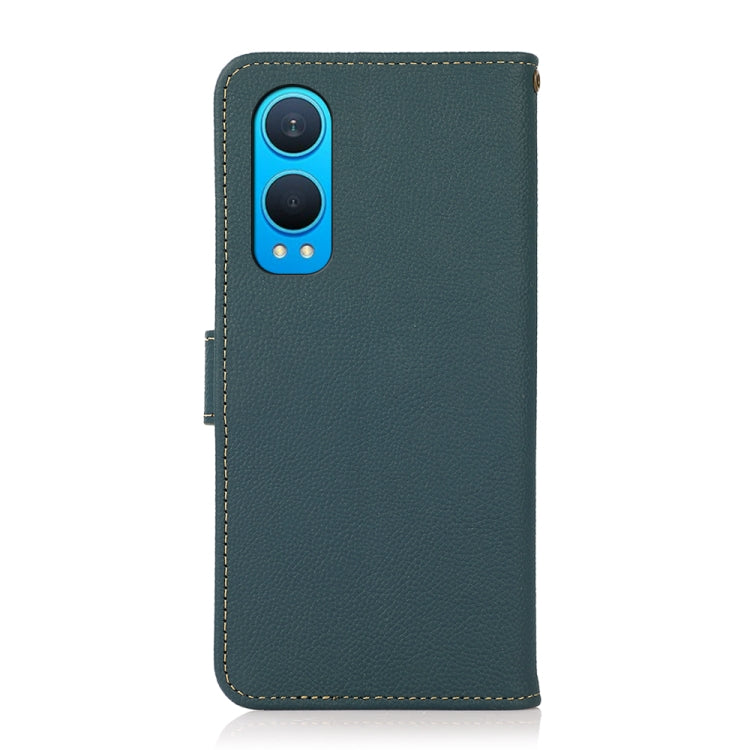 For OnePlus CE4 Lite KHAZNEH Custer Genuine Leather RFID Phone Case(Green) - OnePlus Cases by buy2fix | Online Shopping UK | buy2fix
