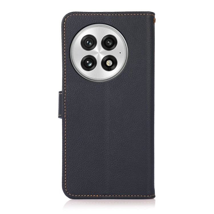 For OnePlus 13 KHAZNEH Custer Genuine Leather RFID Phone Case(Blue) - OnePlus Cases by buy2fix | Online Shopping UK | buy2fix