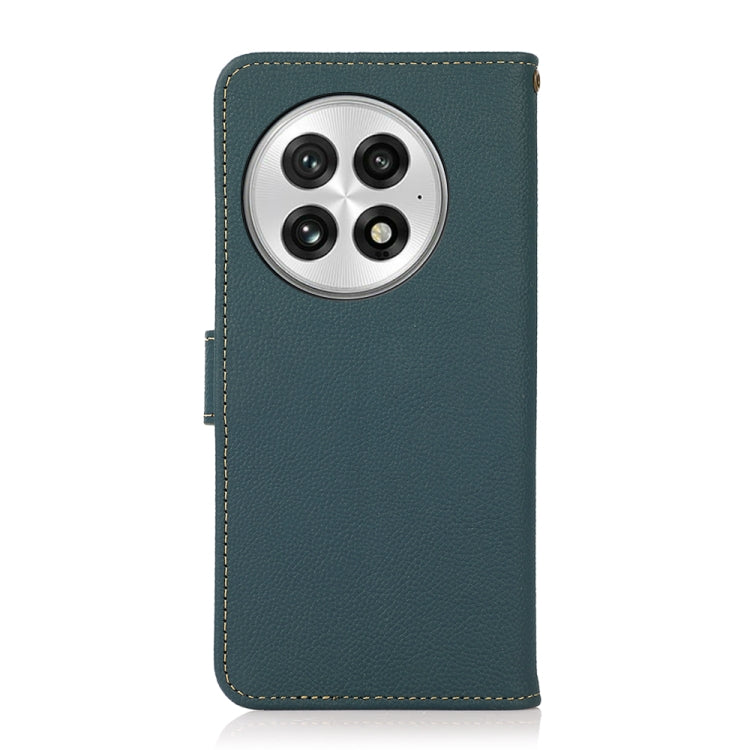 For OnePlus 13 KHAZNEH Custer Genuine Leather RFID Phone Case(Green) - OnePlus Cases by buy2fix | Online Shopping UK | buy2fix