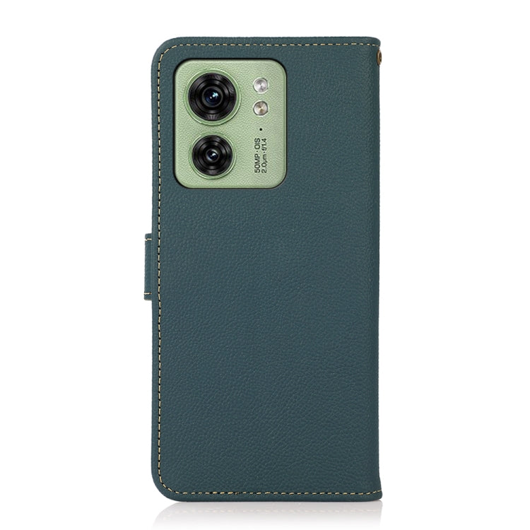 For Motorola Edge 40 KHAZNEH Custer Genuine Leather RFID Phone Case(Green) - Motorola Cases by buy2fix | Online Shopping UK | buy2fix
