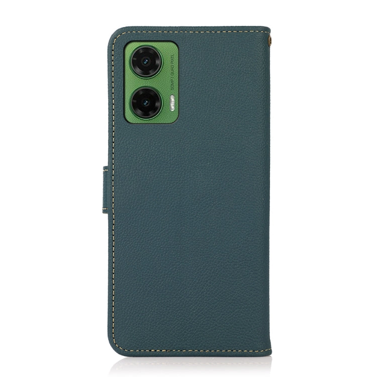 For Motorola Moto G35 KHAZNEH Custer Genuine Leather RFID Phone Case(Green) - Motorola Cases by buy2fix | Online Shopping UK | buy2fix
