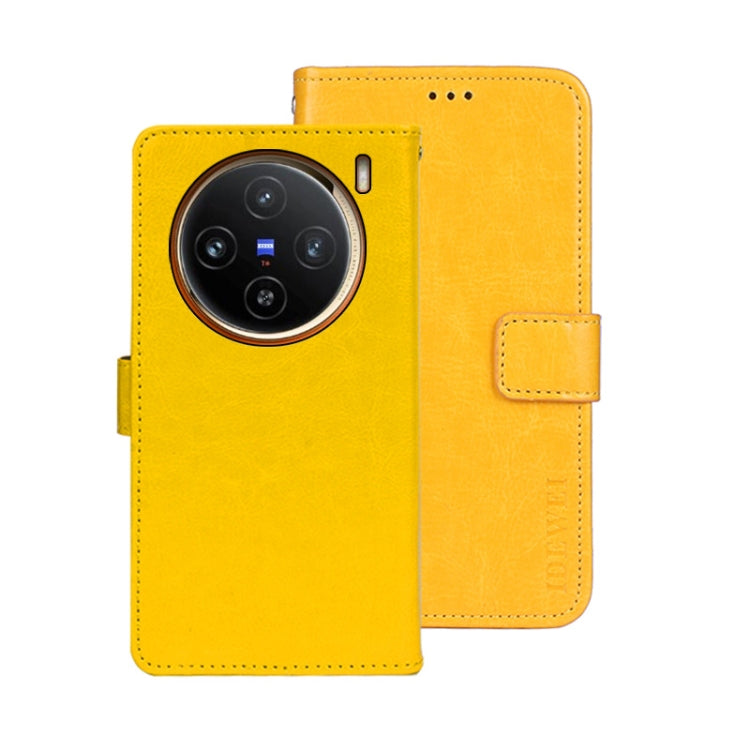 For vivo X100 idewei Crazy Horse Texture Leather Phone Case(Yellow) - vivo Cases by idewei | Online Shopping UK | buy2fix